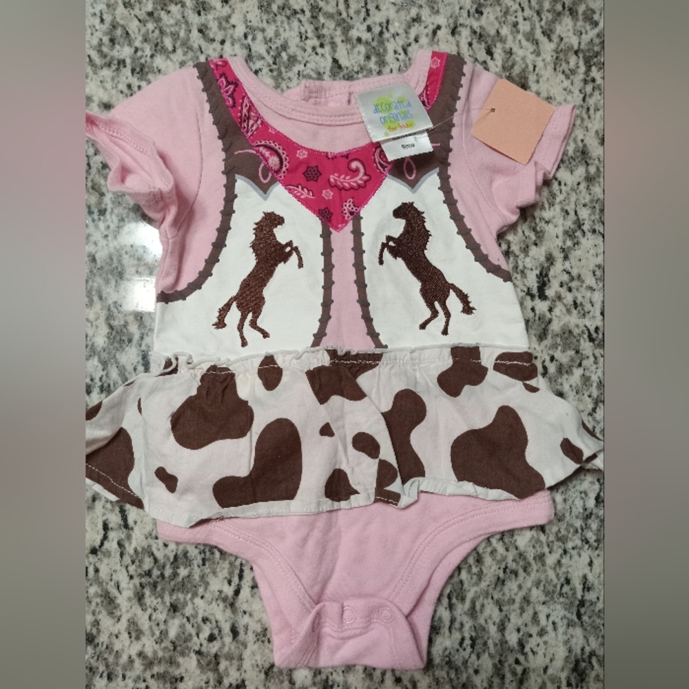 Pink and Brown Cowgirl Baby Outfit NWT